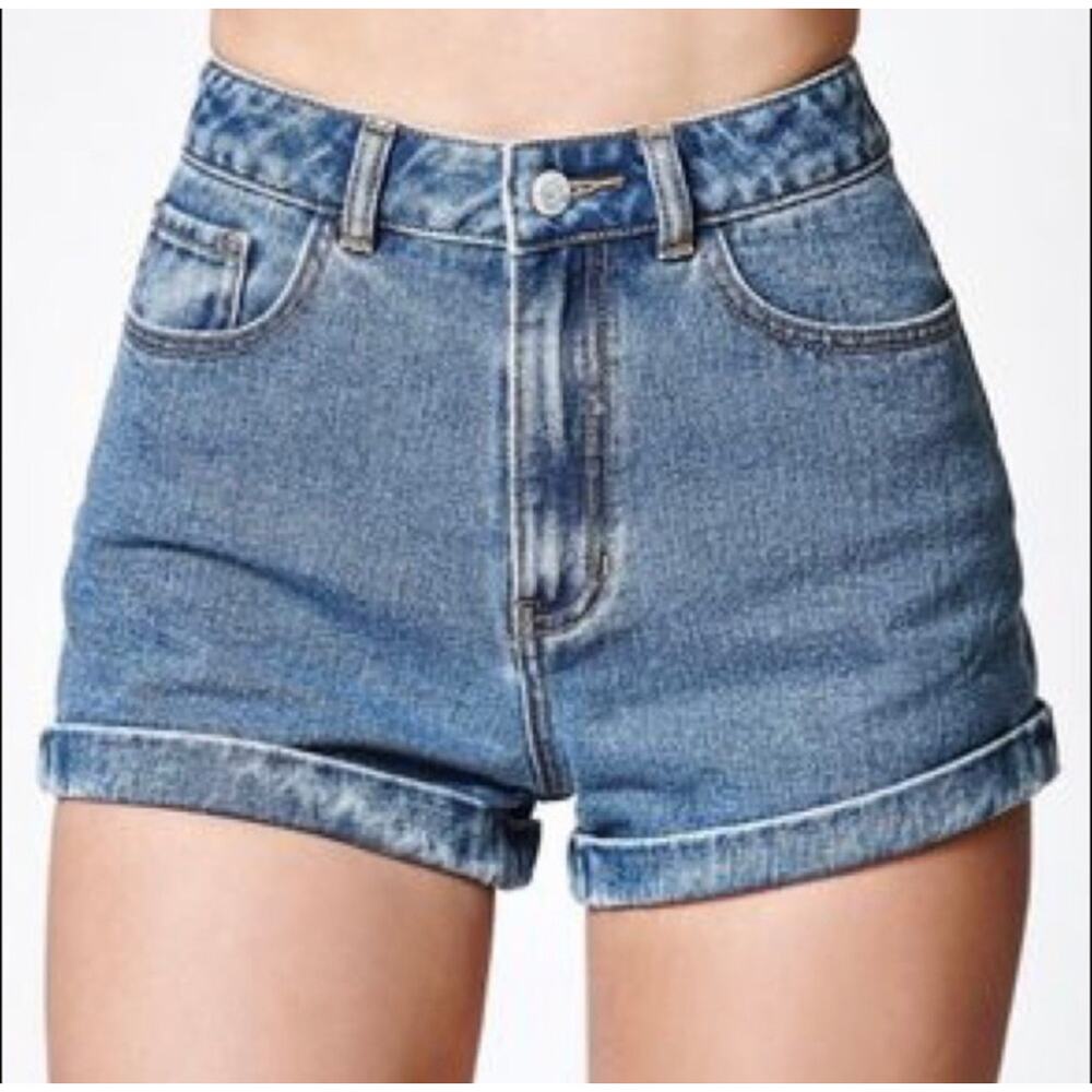 John Galt Brandy Melville Sz 26 Shorts High Rise Cuffed Denim Blue Jean Women’s